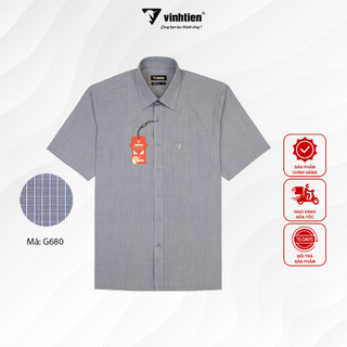 Áo Sơ Mi Tay Ngắn Vĩnh Tiến Regular Vạt Ngang Vải Bamboo Polyester 439 - G680