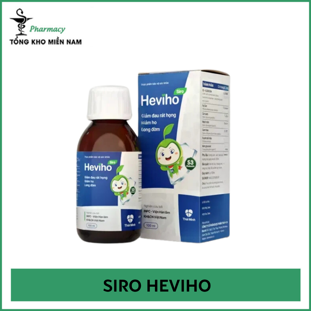 [Bao bì mới] Siro Heviho - Hỗ Trợ Giảm Ho, Đau Rát Họng, Long Đờm - Chai 100ml - TKMN