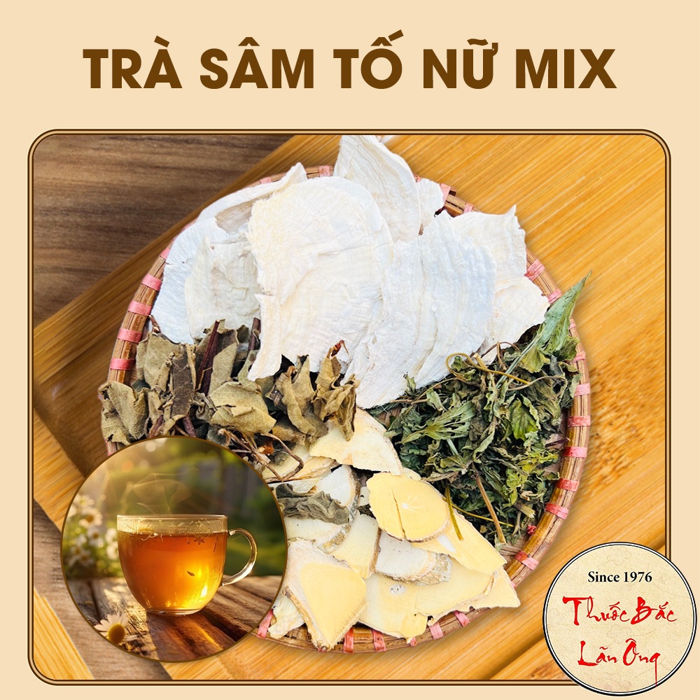 10 set trà thảo mộc sâm tố nữ mix set (Củ sâm,nam dương sâm,diệp hà thủ ô,cúc mật) - Lãn Ông