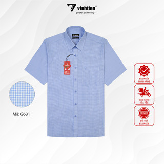 Áo Sơ Mi Tay Ngắn Vĩnh Tiến Regular Vạt Ngang Vải Bamboo Polyester 439 - G681