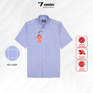 Áo Sơ Mi Tay Ngắn Vĩnh Tiến Regular Vạt Ngang Vải Bamboo Polyester 439 - G689