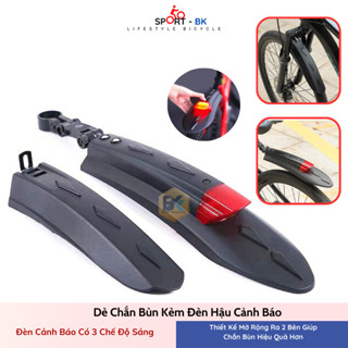 Bộ Dè Chắn Bùn Kèm Đèn Hậu Bánh Sau Xe Đạp Thể Thao, Dè Bánh Trước Xe Đạp Leo Núi - BK34