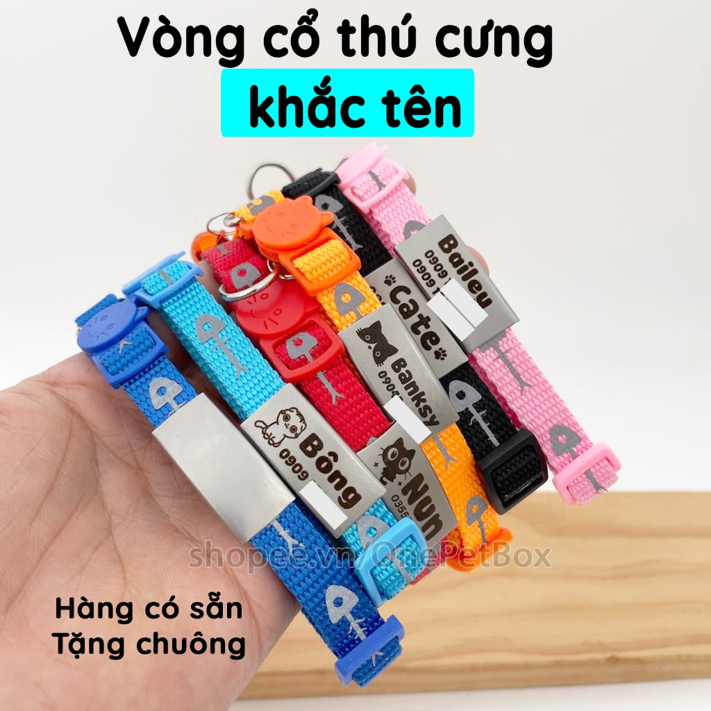 Vòng khắc tên chó mèo, (HÀNG CÓ SẴN) có phản quang OnePetBox