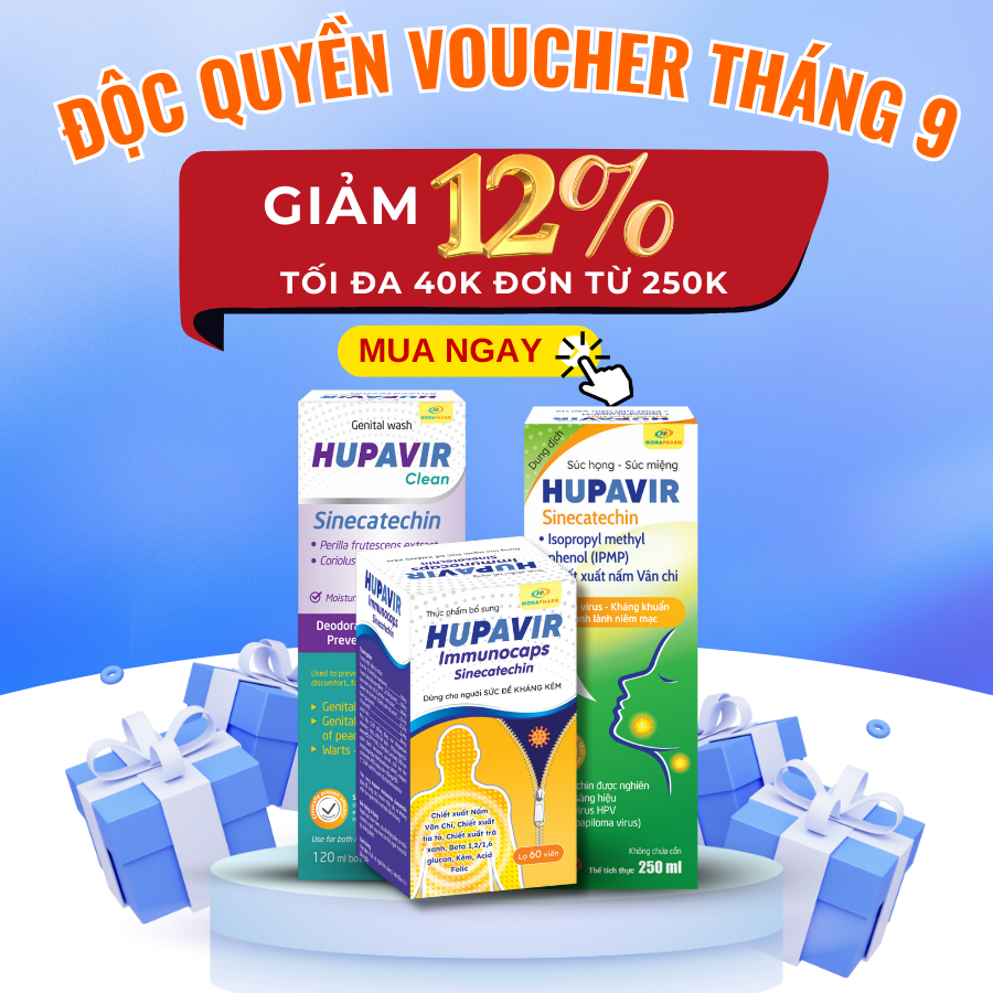 Combo hỗ trợ ngăn ngừa sùi mào gà Hupavir đánh bay sùi, ngừa nguy cơ lây nhiếm HPV