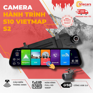 Camera hành trình ô tô S10 Vietmap S2  Full HD Cảm ứng trước sau - Tích Hợp Đầy Đủ Tính Năng Như Điện Thoại Thông Minh