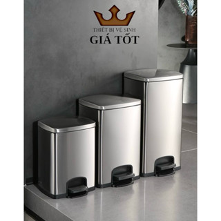 Thùng rác đạp chân inox hình vuông thả êm - hàng nhập khẩu chính hãng trong thùng