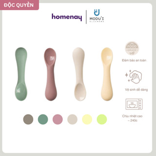 Muỗng Ăn Dặm BLW Silicon Bạch Kim cao cấp Modu'i Bluemama Chính Hãng Hàn Quốc, an toàn cho bé yêu
