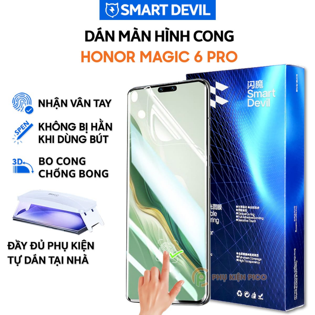Dán màn hình Honor Magic 6 Pro PPF UV Smart Devil full màn hình dẻo trong suốt