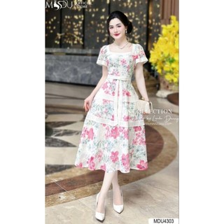 Đầm xòe hoa thêu đi tiệc siêu đẹp