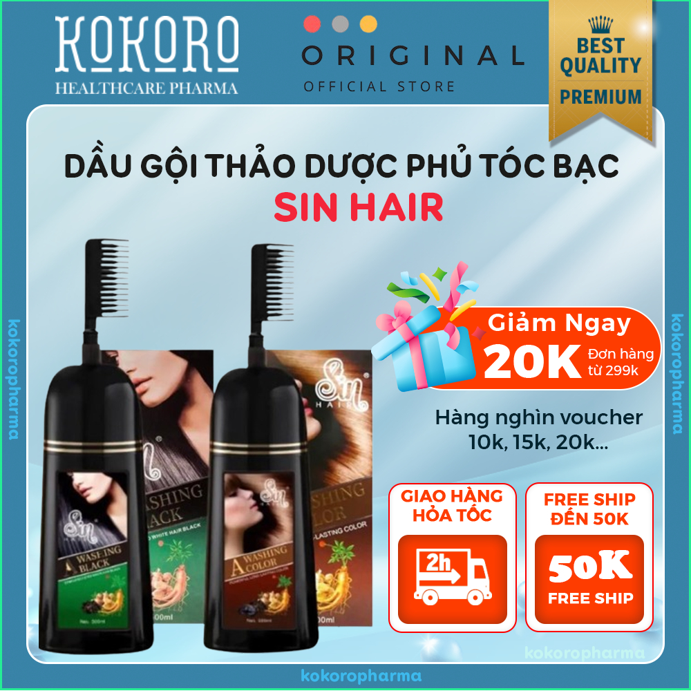 Dầu Gội Phủ Bạc SIN HAIR Nhật Bản 500ml - Dầu Gội SIN HAIR Phủ Bạc, Đổi Màu Tóc, Thảo Dược Dưỡng Tóc