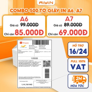Giấy in nhiệt A6, A7 tệp 500 tờ, in đơn shopee in đơn các TMĐT, tem nhãn vận chuyển, có sẵn lớp dán
