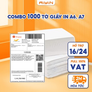 Giấy in nhiệt A6, A7 tệp 1000 tờ in đơn shopee, các sàn TMĐT, tem nhãn vận chuyển, có sẵn lớp keo