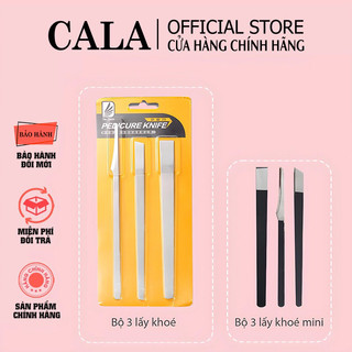 Bộ 3 lấy khóe cán đen cao cấp - Set lấy khoé móng chân tay cán bạc ( 3 cái ) - Dụng cụ làm nail đa năng - Thép không rỉ