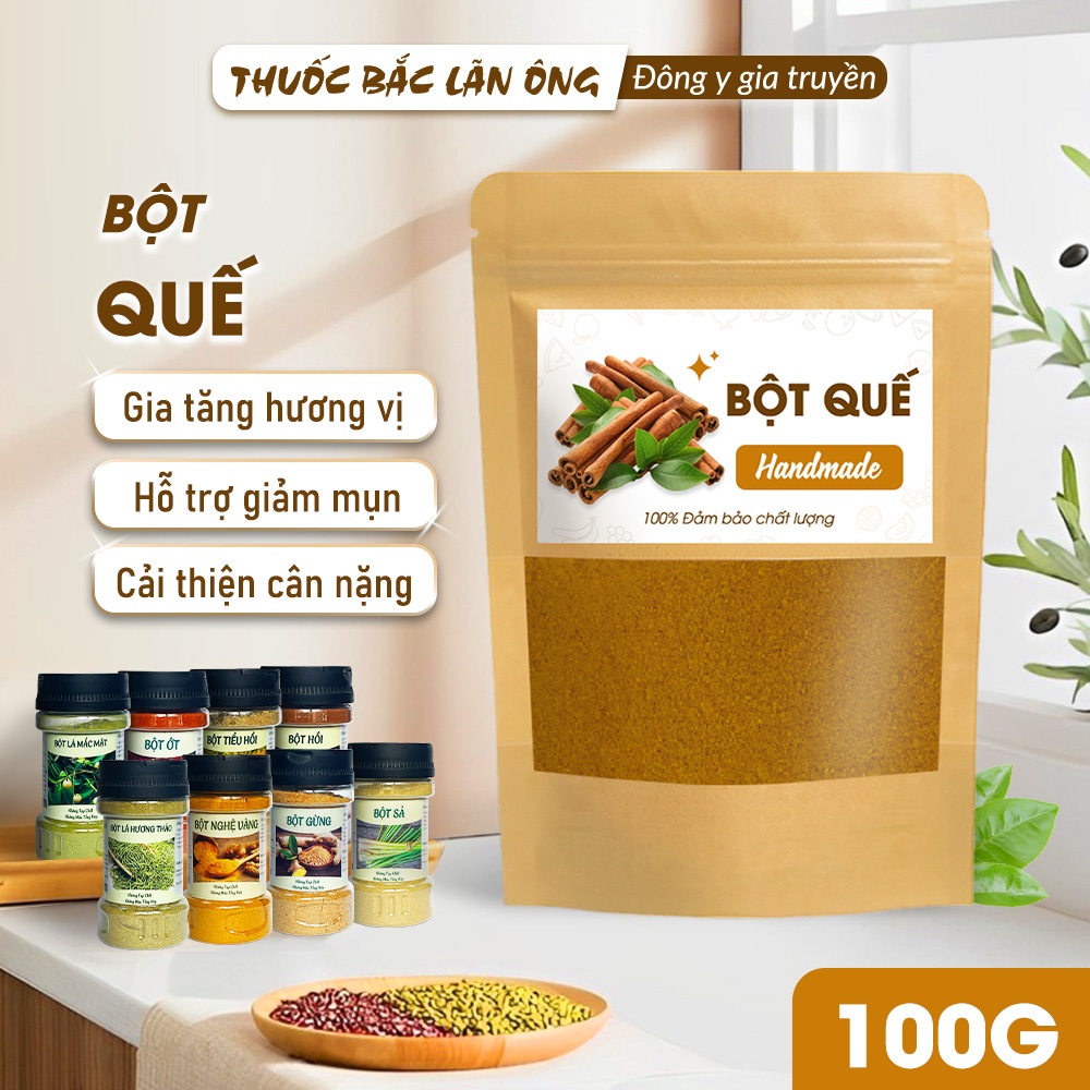 Bột quế nguyên chất 100g, gia vị nấu ăn, tạo mùi thơm hấp dẫn