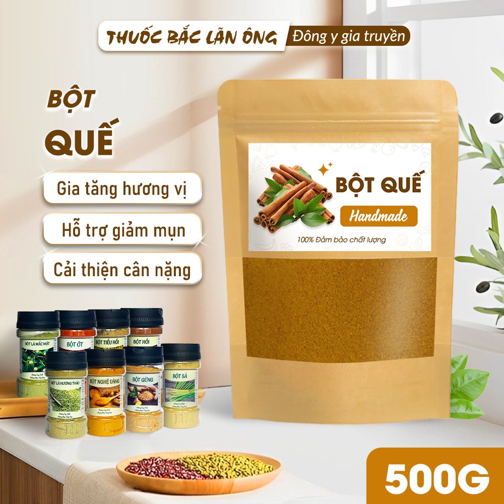 Bột quế nguyên chất 500g, gia vị nấu ăn, tạo mùi thơm hấp dẫn