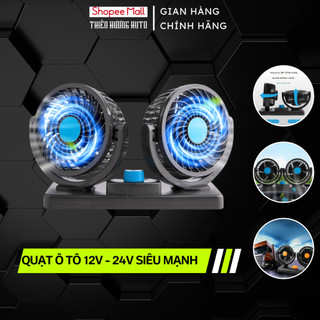 Quạt máy đôi mini 12v, 24v xoay 360 tiện ích trên ô tô –  Xoay Thông Minh Để Trên Ô Tô Siêu Mát  - TH OFFICIAL