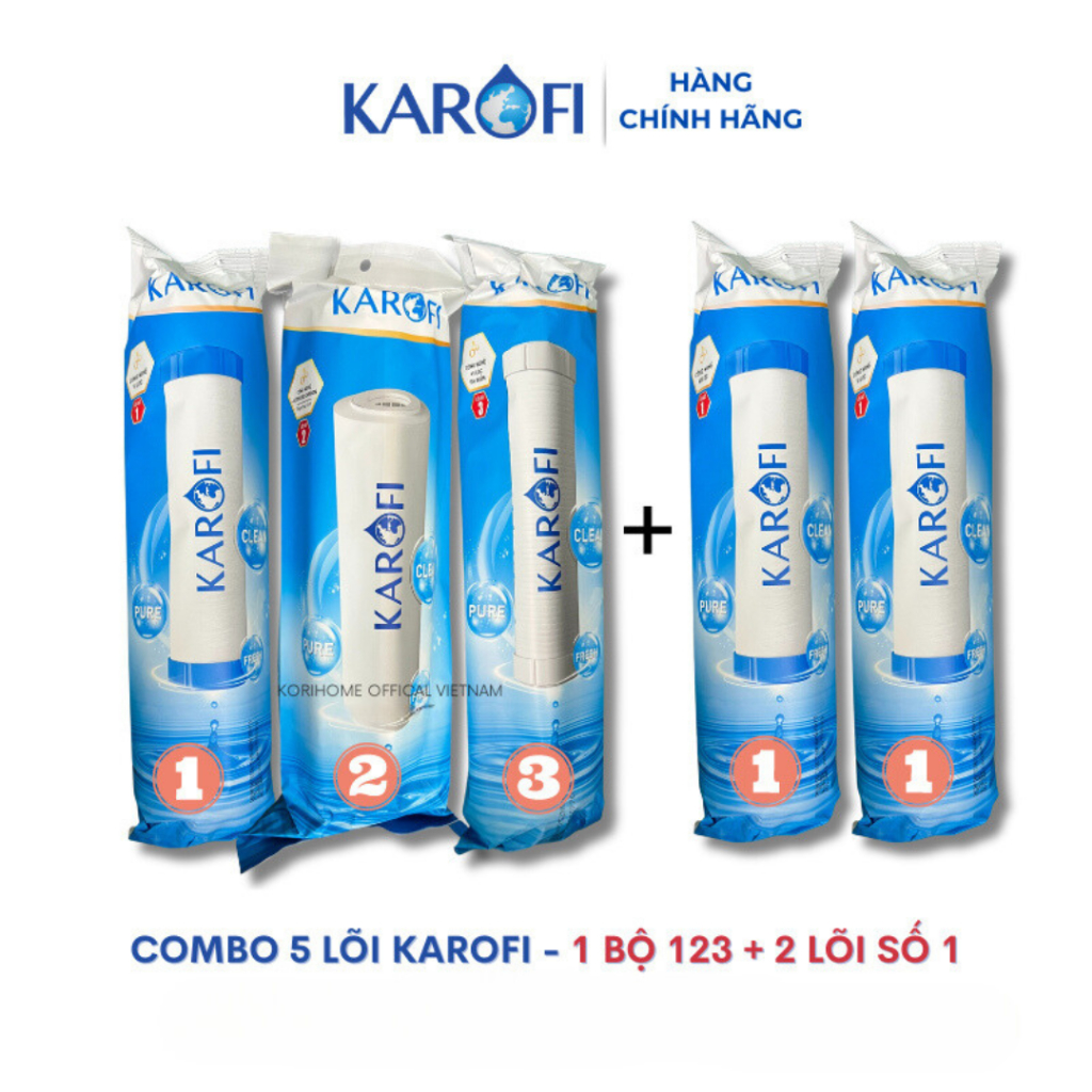 Combo lõi lọc nước Karofi Smax Duo Bộ 123 Bộ (123+1) hoặc Bộ (123+11) có thể thay thế trong 1 năm Chuẩn Chính hãng 100%