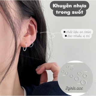 Bông tai nhựa y tế nam nữ tròn trong suốt tròn mềm dẻo (1 chiêc)