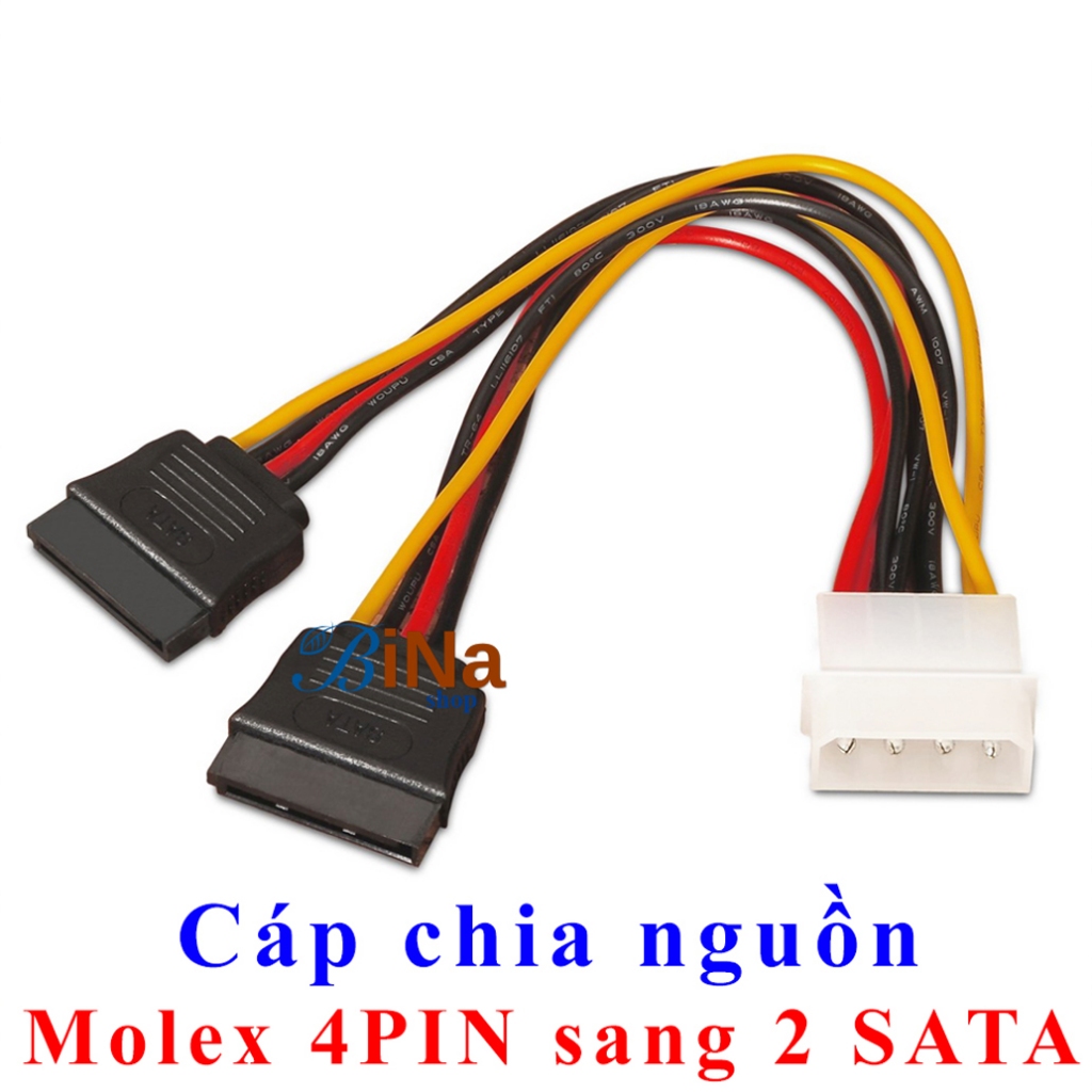 Cáp chia Molex IDE 4 pin ra 2 đầu SATA 20cm