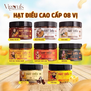 8 Vị hạt điều VIGONUTS vị Wasabi Tomyum Phô Mai Tỏi Ớt Sữa Dừa Bạc xỉu thượng hạng hủ 150g 300g 500g