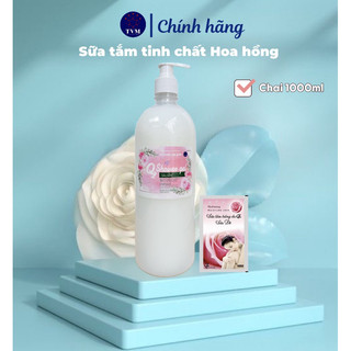  Chai lớn 1 lít sữa tắm Hoa Hồng trắng da giá rẻ dùng cho khách sạn, nhà nghỉ