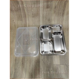 [Có sẵn] [Rẻ vô địch] [Ảnh thật] [Chính hãng] Khay Cơm  Inox 4 Ngăn Nhỏ