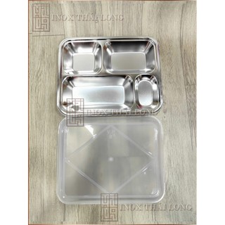 [Có sẵn] [Rẻ vô địch] [Ảnh thật] [Chính hãng] Khay Cơm  Inox 4 Ngăn Nhỏ