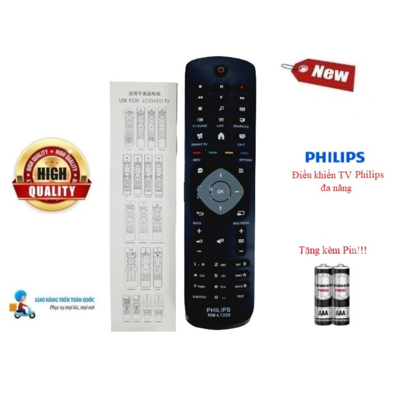 Điều khiển TV Philips đa năng các dòng tivi Philips LCD/LED/Smart TV- Hàng tốt mới 100%Tặng Pin