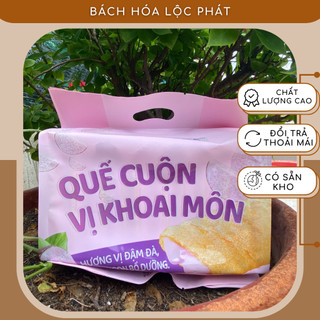 Bánh Quế Cuộn Vị Khoai Môn - Túi 240g Gồm 10 Gói - Vị Thơm, Giòn Rụm, Nhân Kem Sánh Mịn - Bách Hóa Lộc Phát