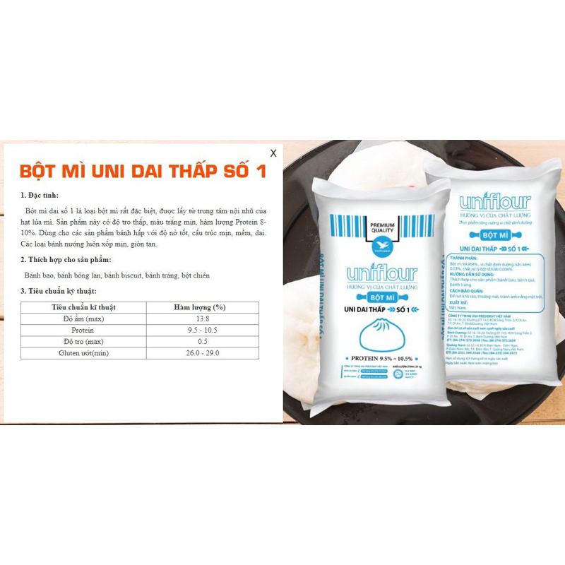 bột mì uni dai thấp 1 tách lẻ