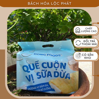 Bánh Quế Cuộn Vị Sữa Dừa - Túi 240g Gồm 10 Gói - Vị Thơm, Giòn Rụm, Nhân Kem Sánh Mịn - Bách Hóa Lộc Phát