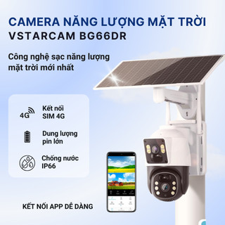 Camera năng lượng mặt trời VSTARCAM BG66DR SIM 4G hai màn hình kép, ống kính xoay PTZ, chống nước chống bụi IP66