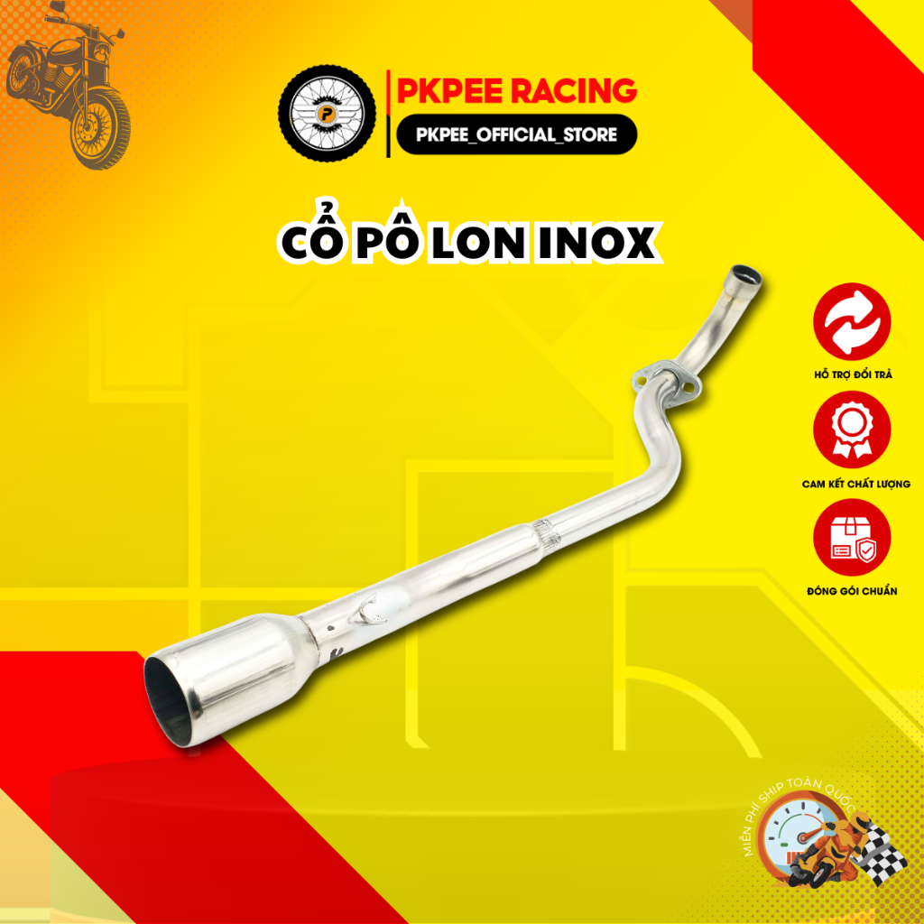 Cổ Pô Lon Tăng Inox Gắn Dream, Wave, Xe Trung Quốc, xe 50cc, Vario. Click Phụ Kiện PKPEE