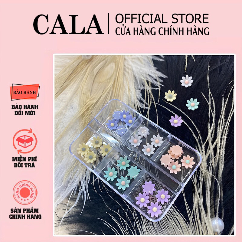 Khay hoa bi mix 6 màu- khay hoa nhí 6 màu - Charm hoa mix bi găn móng hoa nhí gắn móng tay hott mix 