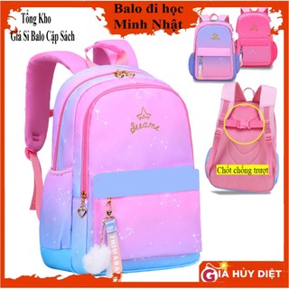 [ 2 SIZE CHO BÉ LỚP 1- LỚP 9] Balo phối màu Galaxy cho bé gái, cặp sách đi học phối màu siêu xinh chống gù chống thấm
