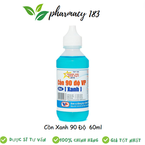 combo 3 chai Cồn 90 Độ VP Xanh 60ML - Sát Trùng Dụng Cụ, Vết Thương