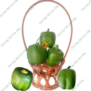 Trái cây giả, 5 trái ớt chuông xanh, trái cây nhựa, decor