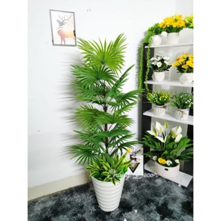 Cây giả trang trí, Cây cọ giả cao 1m2 /cây dừa cảnh 1m4 kèm chậu nhựa và điểm gốc