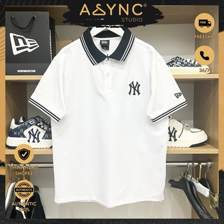 (Auth) Áo Polo New Era x MLB NY Logo Thêu Màu Trắng Cổ Viền Đen | CODE: 13556865 - Async Studio