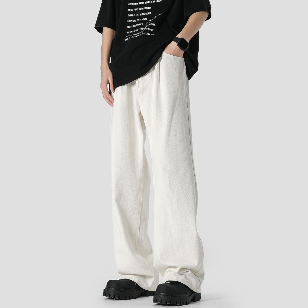Quần Jean Nam Wakai Quần Ống Rộng Nam Phong Cách Unisex Hàn Quốc Chất Đẹp Che Khuyết Điểm Không Bai Xù