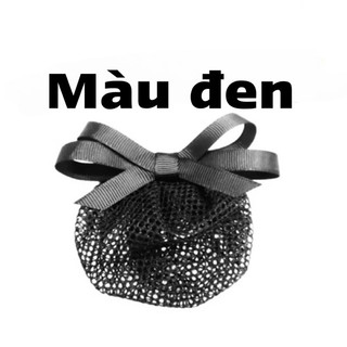 Kẹp búi lưới handmade nơ rb gân MÀU ĐEN đơn giản xinh xắn K41