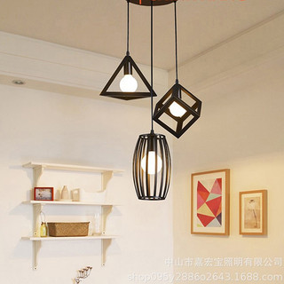 Bộ 03 đèn thả trần trang trí lập phương tam giác hình trụ DT 0072/3 + Kèm Bóng Edison 8W, 3 chế độ màu