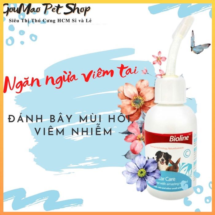 Nước Rửa Vệ Sinh / nhỏ tai Chống Viêm Tai Bioline Ear Care dành cho chó mèo 209
