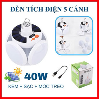 Bóng Đèn Tích Điện 40W tặng kèm sạc , Năng Lượng Mặt Trời 4 Cánh ,Đèn Led Siêu Sáng ,Tiết Kiệm Điện Năng , Chống Nước