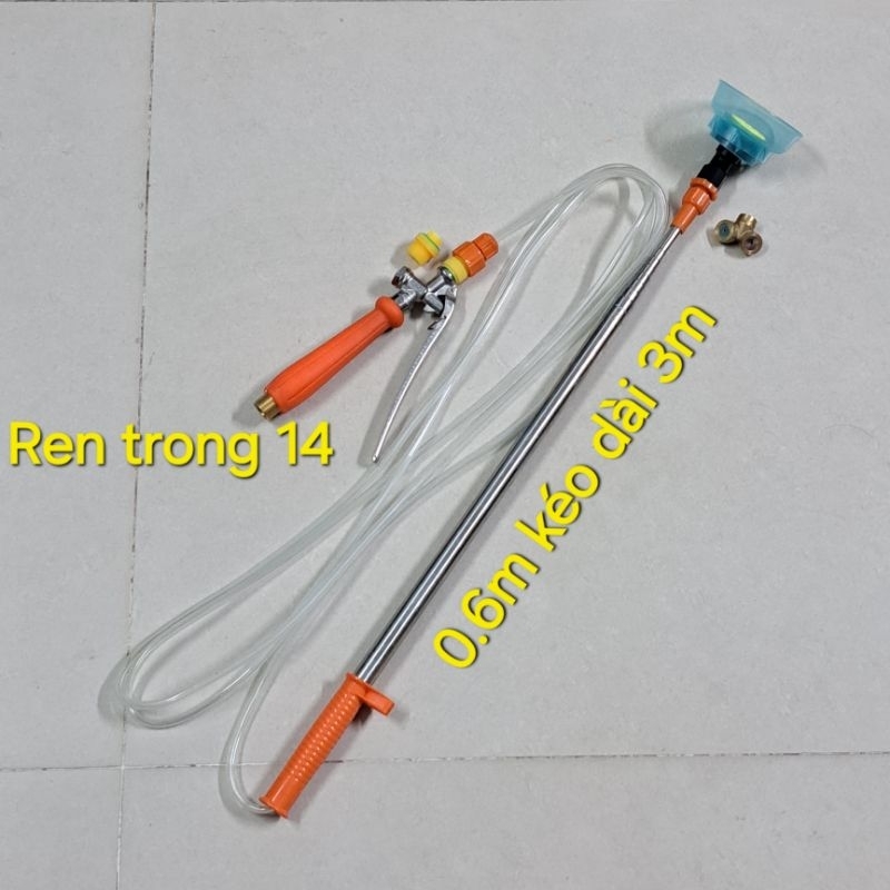 Cần phun thuốc inox 0.6 mét kéo dài 3 mét