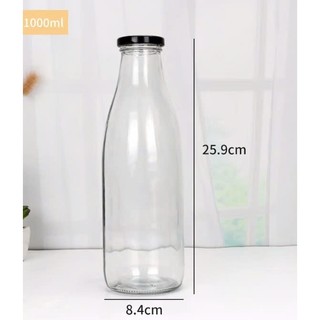 Combo 2  chai Thủy Tinh 1000ml Nắp Thiếc Đen – Dáng cao đẹp, nắp kín hơi