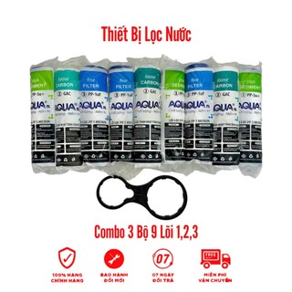  Combo 9 Lõi Lọc Nước 123 AQUA Chính Hãng Dùng được cho máy lọc Ro trên thị trường có cốc lọc 10inch 