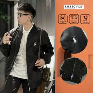 Áo Khoác Nam Nữ Zip Bản Thêu Ngựa Ngực Trần Bông Siêu Nét - Áo Khoác Thêu Ngựa Trần Bông Vải Gió Siêu Dày Dặn-ROBIG