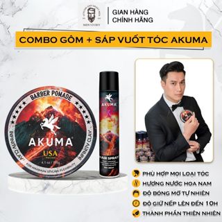 Combo Sáp Vuốt Tóc, Gôm Xịt Tóc, Xịt Tạo Phồng Tóc AKUMA Hàng Chính Hãng, Giữ Nếp Tóc Lên Đến 10H, Hương Nước Hoa Nam