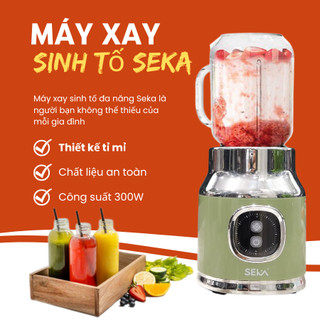 Máy Xay Sinh Tố Đa Năng SEKA Bản Đặc Biệt 2 Cối Công Suất Mạnh Mẽ Xay Thực Phẩm, Đá Nhuyễn Tặng Ống Hút Nhựa